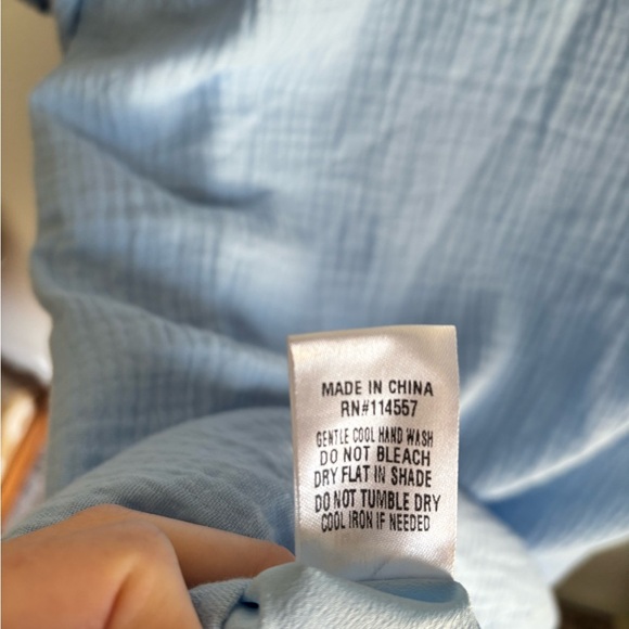 THML Light Blue Puff Sleeve Tunic Top with White Contrast Collar|size small| NWT - Picture 8 of 11